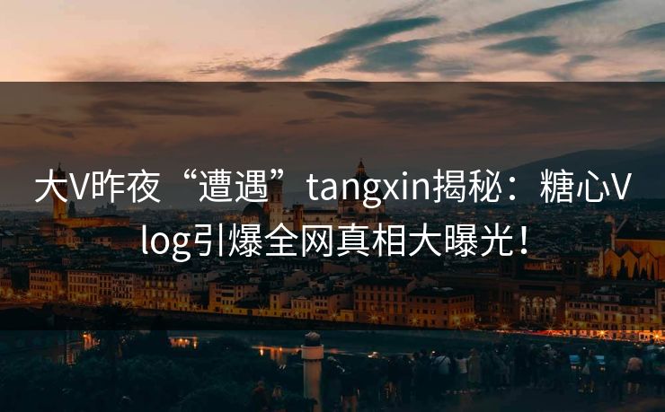 大V昨夜“遭遇”tangxin揭秘：糖心Vlog引爆全网真相大曝光！  第1张