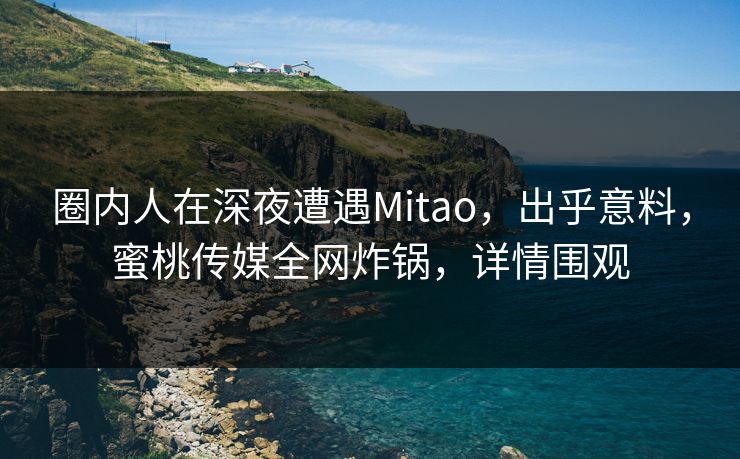 圈内人在深夜遭遇Mitao,出乎意料,蜜桃传媒全网炸锅,详情围观 第1张 圈内人在深夜遭遇Mitao,出乎意料,蜜桃传媒全网炸锅,详情围观 第1张