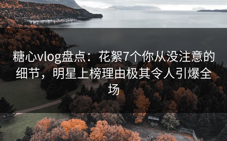 糖心vlog盘点：花絮7个你从没注意的细节，明星上榜理由极其令人引爆全场