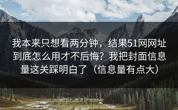 我本来只想看两分钟，结果51网网址到底怎么用才不后悔？我把封面信息量这关踩明白了（信息量有点大）